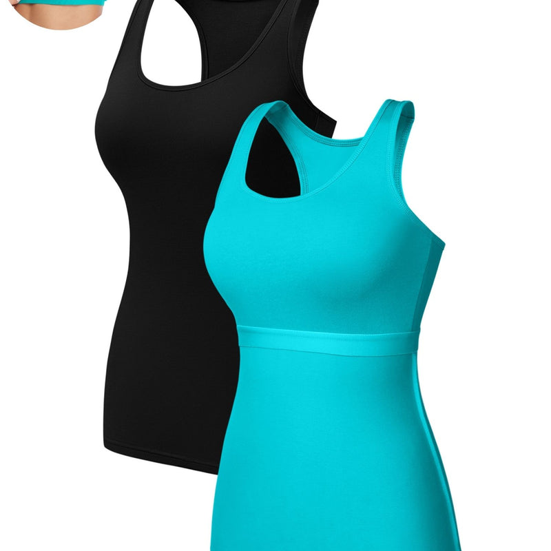ANFERRY Women Tank Top with Shelf Bra Cotton Camisole Undershirt Pack of 2