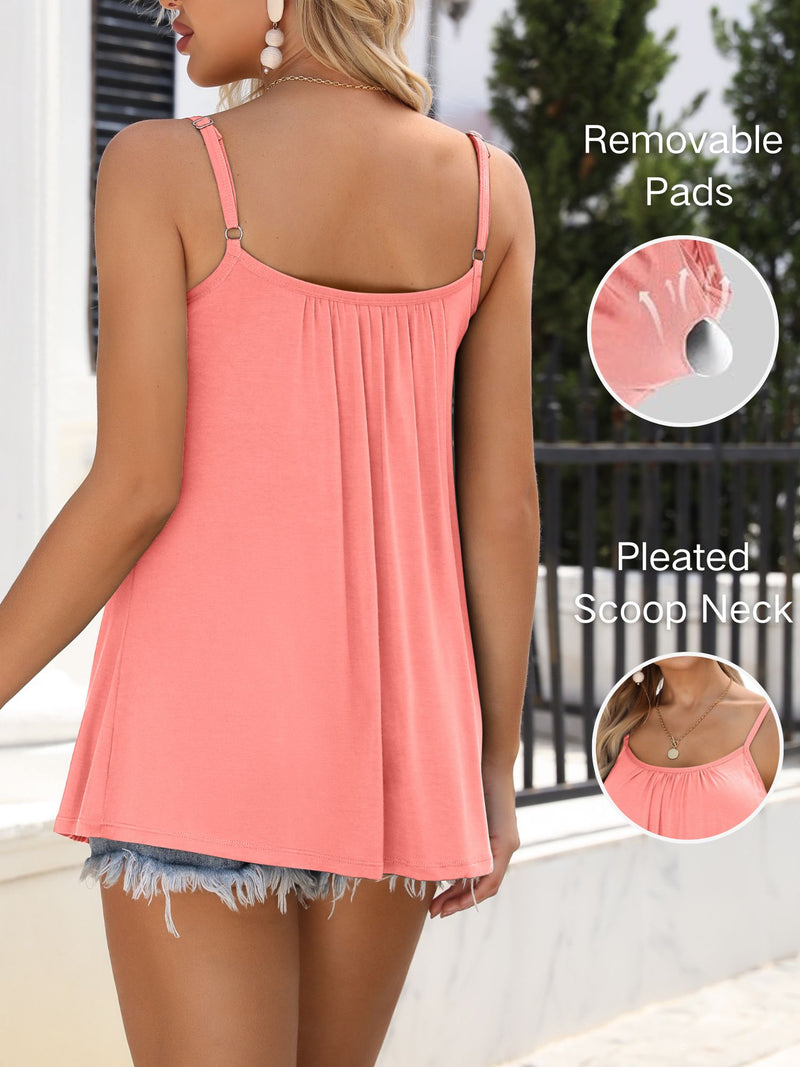 ANFERRY Camisoles for Women Loose Fit Adjustable Straps Tank Tops with Built in Bra Scoop Neck High Elastic Cami Shirts