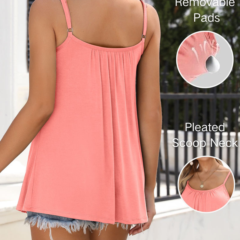 ANFERRY Camisoles for Women Loose Fit Adjustable Straps Tank Tops with Built in Bra Scoop Neck High Elastic Cami Shirts