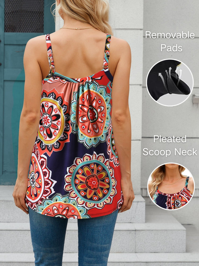 ANFERRY Camisoles for Women Loose Fit Adjustable Straps Tank Tops with Built in Bra Scoop Neck High Elastic Cami Shirts
