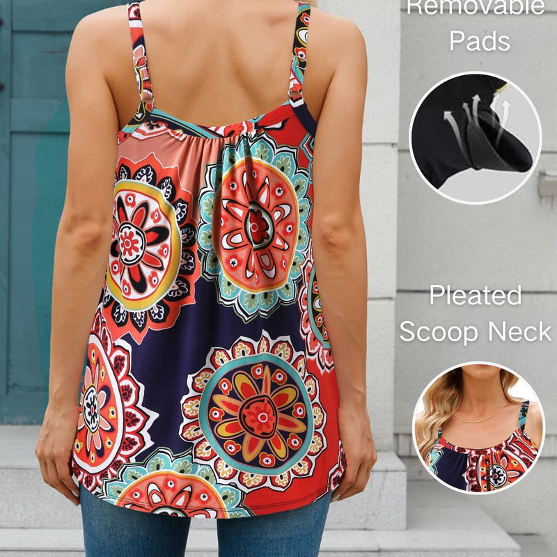ANFERRY Camisoles for Women Loose Fit Adjustable Straps Tank Tops with Built in Bra Scoop Neck High Elastic Cami Shirts