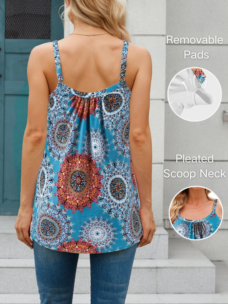 ANFERRY Camisoles for Women Loose Fit Adjustable Straps Tank Tops with Built in Bra Scoop Neck High Elastic Cami Shirts
