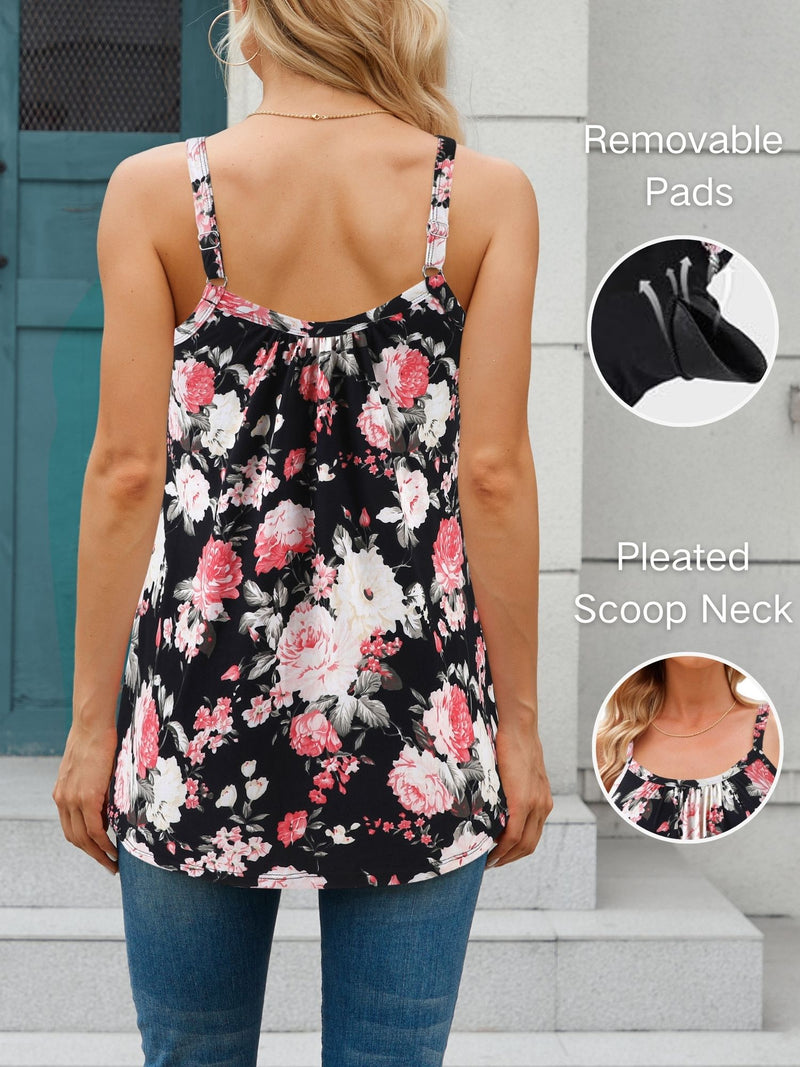 ANFERRY Camisoles for Women Loose Fit Adjustable Straps Tank Tops with Built in Bra Scoop Neck High Elastic Cami Shirts