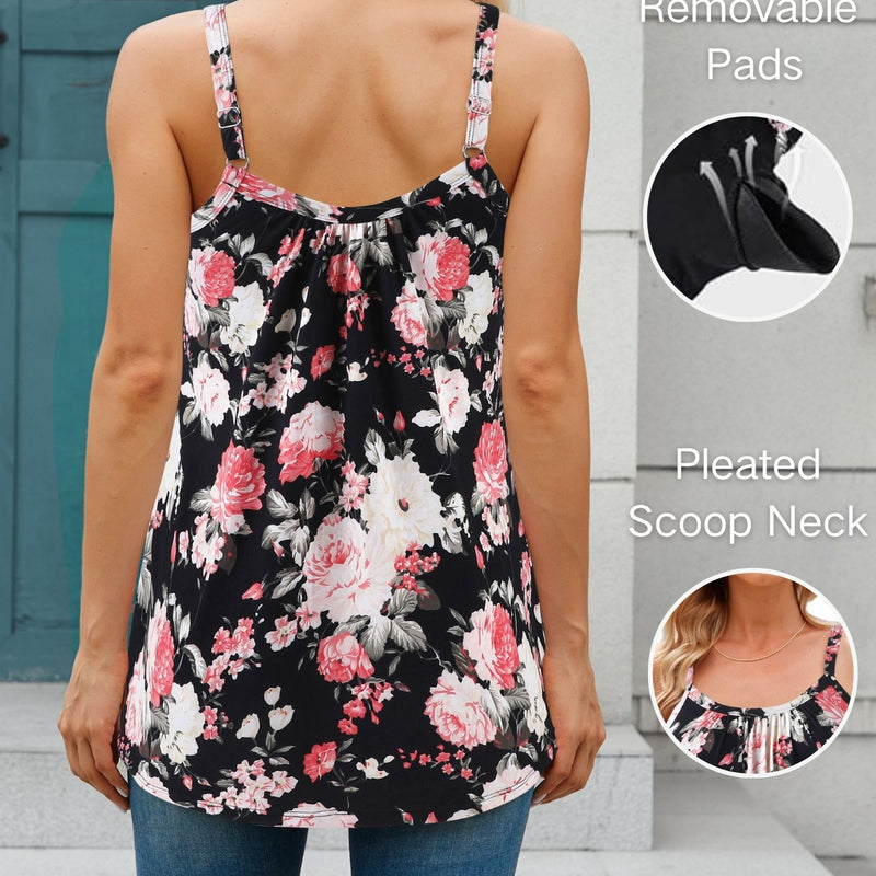ANFERRY Camisoles for Women Loose Fit Adjustable Straps Tank Tops with Built in Bra Scoop Neck High Elastic Cami Shirts