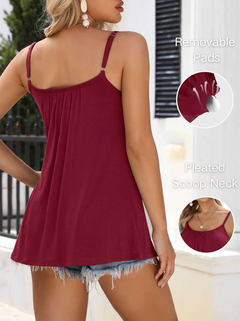 ANFERRY Camisoles for Women Loose Fit Adjustable Straps Tank Tops with Built in Bra Scoop Neck High Elastic Cami Shirts