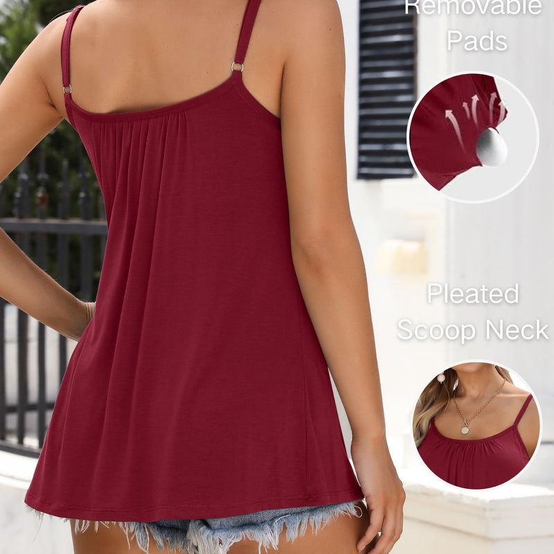 ANFERRY Camisoles for Women Loose Fit Adjustable Straps Tank Tops with Built in Bra Scoop Neck High Elastic Cami Shirts