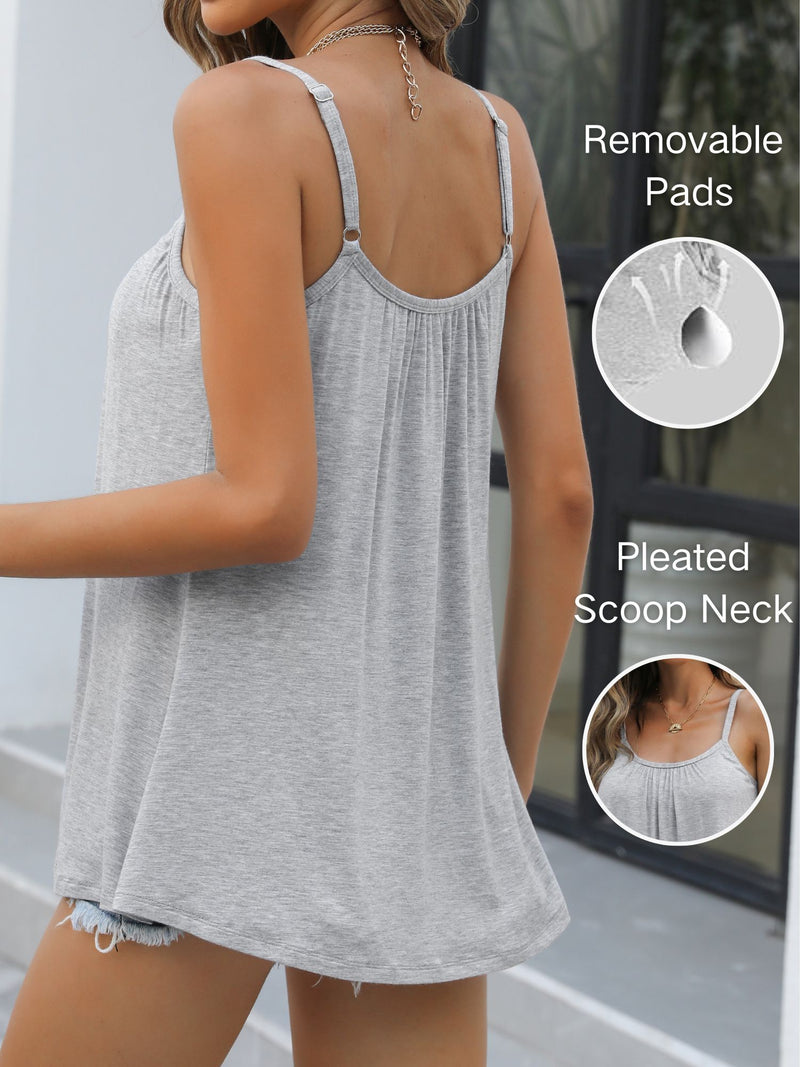 ANFERRY Camisoles for Women Loose Fit Adjustable Straps Tank Tops with Built in Bra Scoop Neck High Elastic Cami Shirts