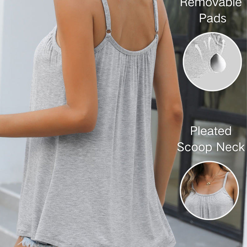 ANFERRY Camisoles for Women Loose Fit Adjustable Straps Tank Tops with Built in Bra Scoop Neck High Elastic Cami Shirts