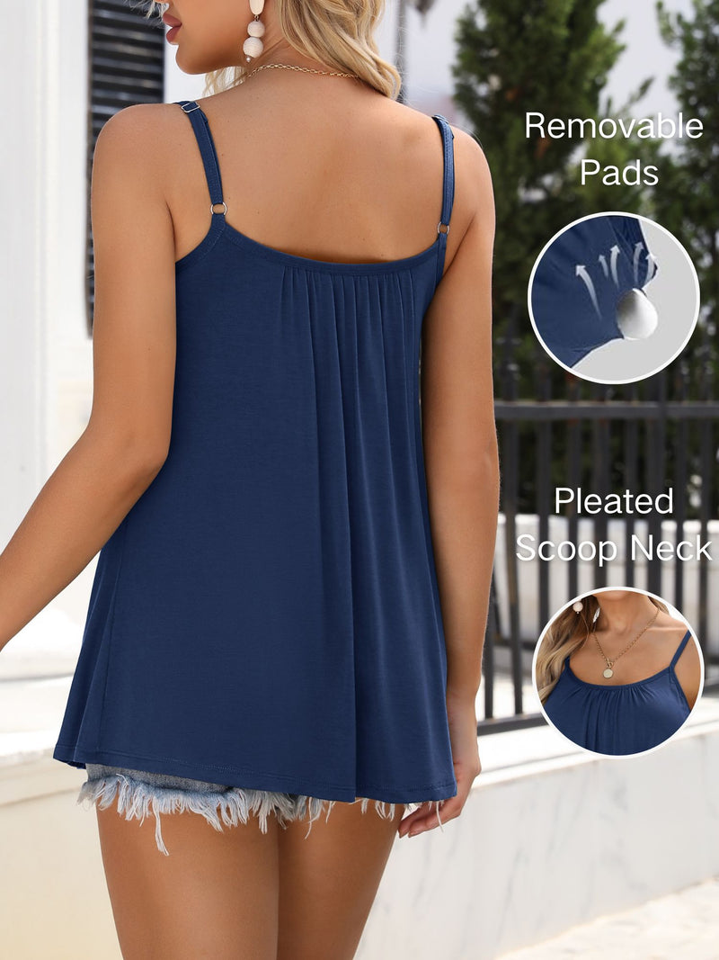 ANFERRY Camisoles for Women Loose Fit Adjustable Straps Tank Tops with Built in Bra Scoop Neck High Elastic Cami Shirts