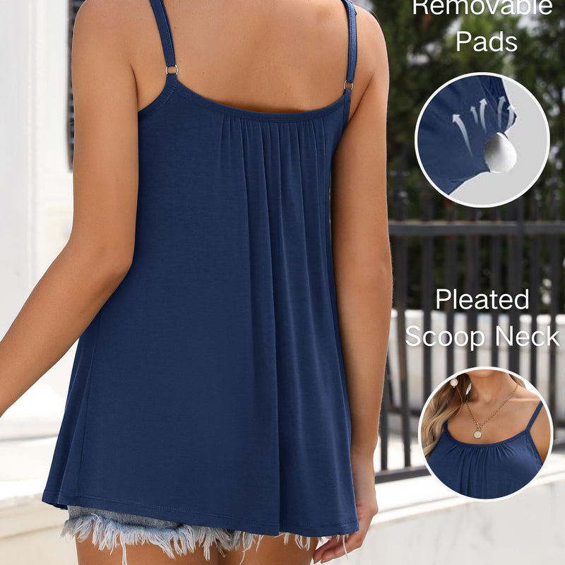 ANFERRY Camisoles for Women Loose Fit Adjustable Straps Tank Tops with Built in Bra Scoop Neck High Elastic Cami Shirts