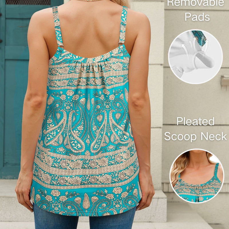 ANFERRY Camisoles for Women Loose Fit Adjustable Straps Tank Tops with Built in Bra Scoop Neck High Elastic Cami Shirts