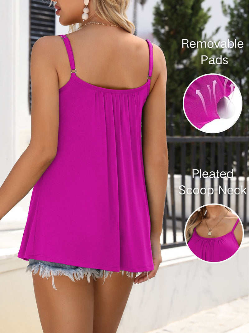 ANFERRY Camisoles for Women Loose Fit Adjustable Straps Tank Tops with Built in Bra Scoop Neck High Elastic Cami Shirts