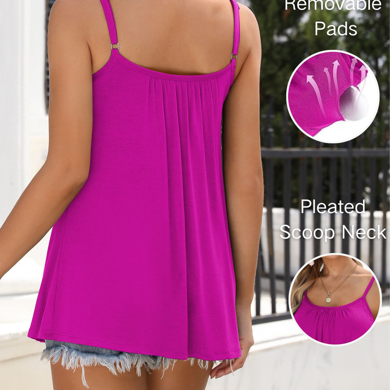 ANFERRY Camisoles for Women Loose Fit Adjustable Straps Tank Tops with Built in Bra Scoop Neck High Elastic Cami Shirts