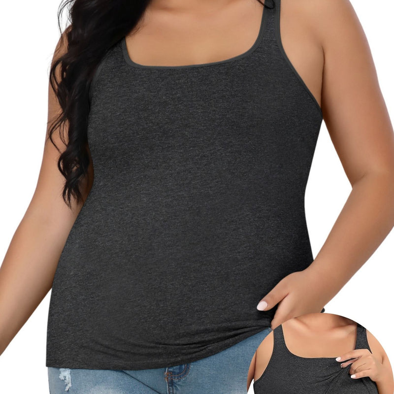 Beautyin Plus Size Tank Top for Women Adjustable Spaghetti Wide Straps Sleeveless T-shirts Cami