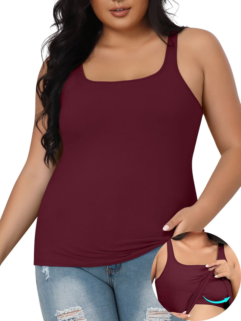 Beautyin Plus Size Tank Top for Women Adjustable Spaghetti Wide Straps Sleeveless T-shirts Cami