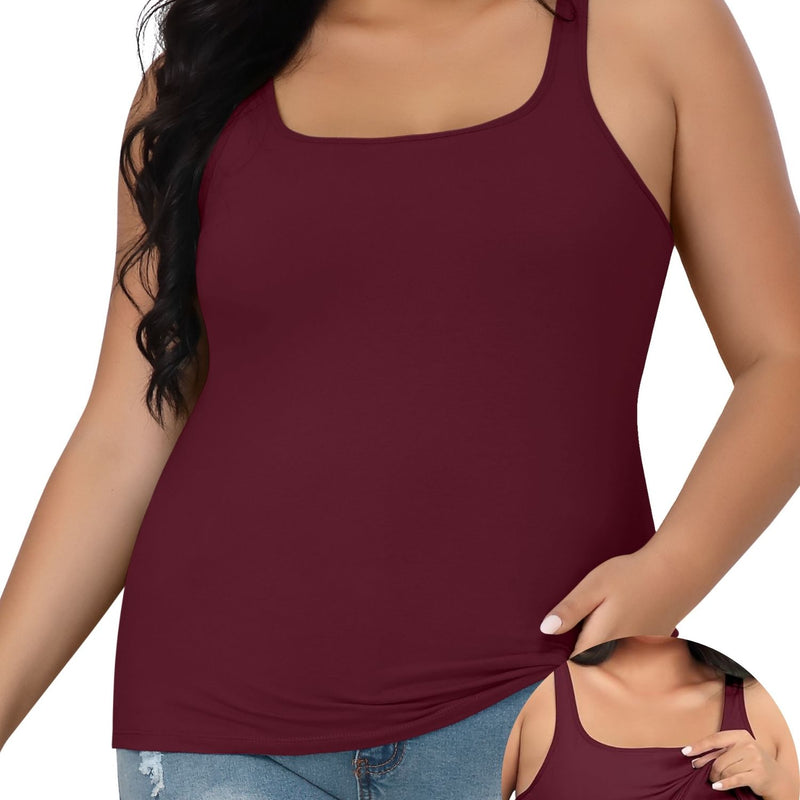 Beautyin Plus Size Tank Top for Women Adjustable Spaghetti Wide Straps Sleeveless T-shirts Cami