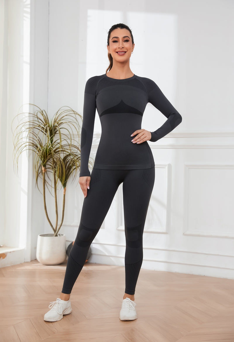 Women Seamless Thermal Underwear Set, Long Johns Warm Base Layer Top & Bottom, Functional Winter Warm Clothes for Ski, Snow Sports & Cold Weather