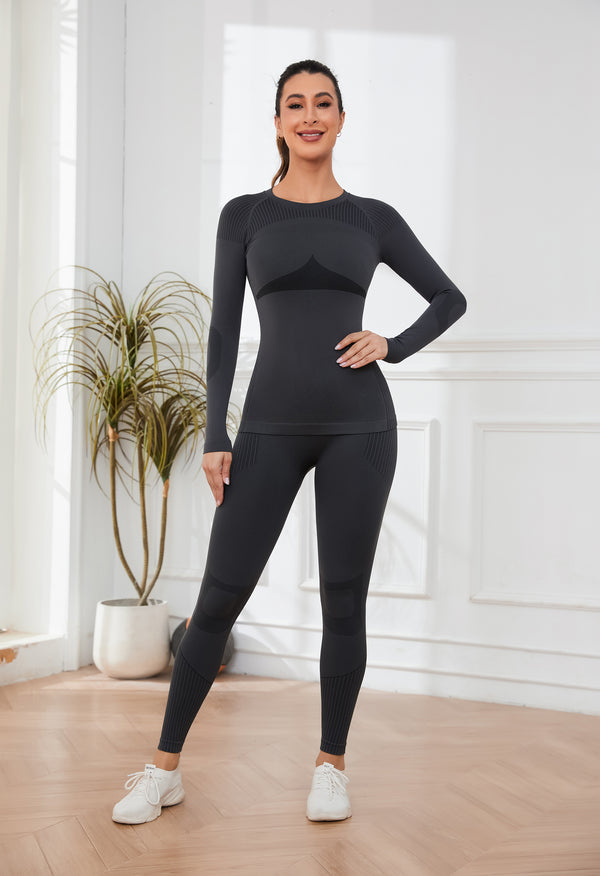 Women Seamless Thermal Underwear Set, Long Johns Warm Base Layer Top & Bottom, Functional Winter Warm Clothes for Ski, Snow Sports & Cold Weather