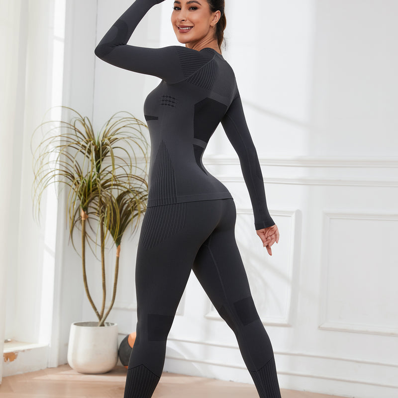 Women Seamless Thermal Underwear Set, Long Johns Warm Base Layer Top & Bottom, Functional Winter Warm Clothes for Ski, Snow Sports & Cold Weather