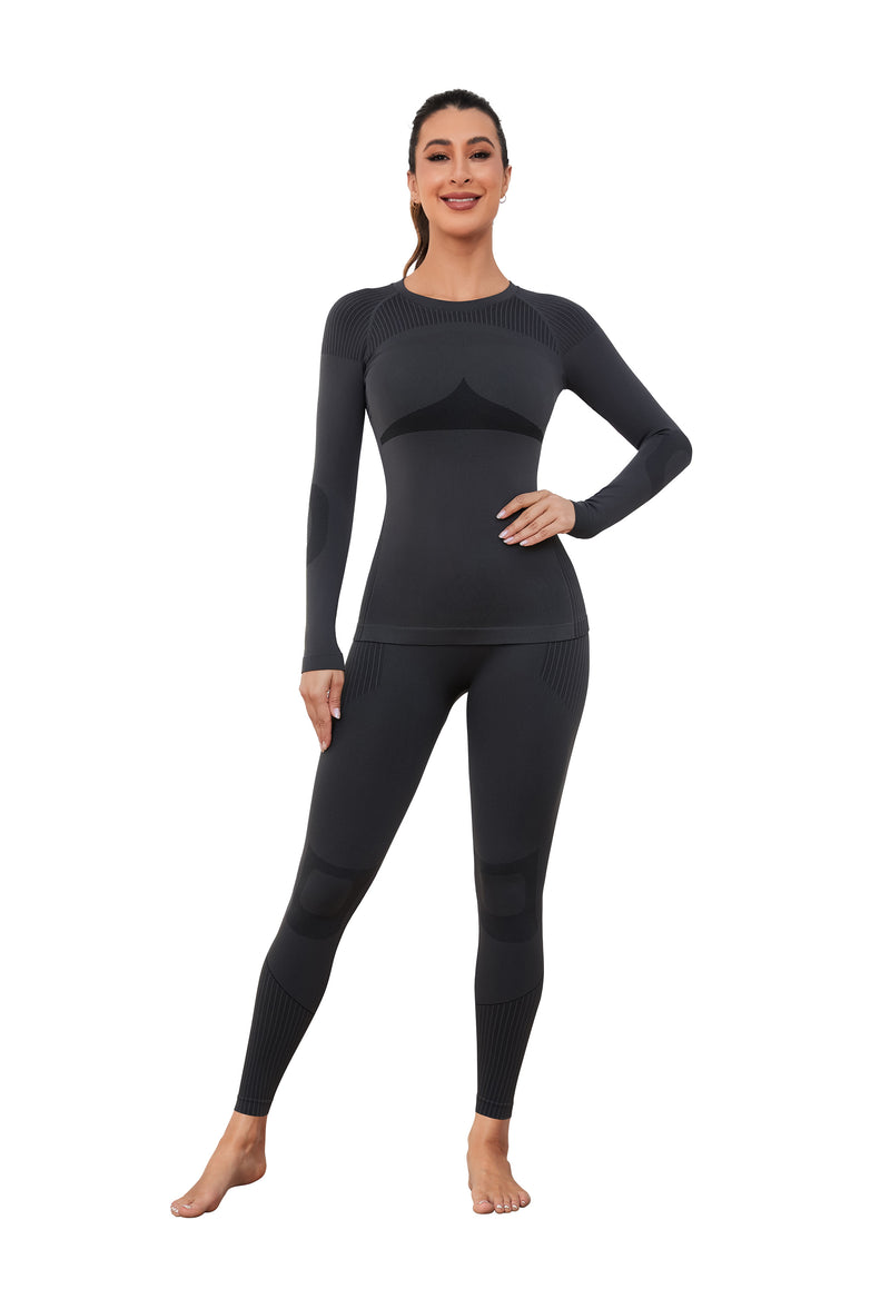 Women Seamless Thermal Underwear Set, Long Johns Warm Base Layer Top & Bottom, Functional Winter Warm Clothes for Ski, Snow Sports & Cold Weather