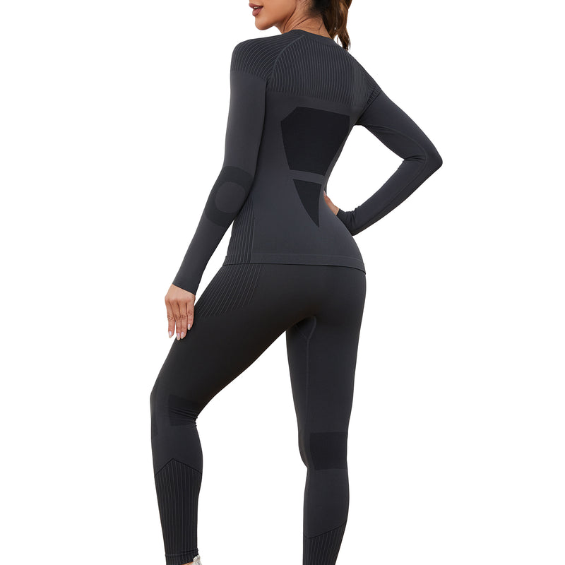 Women Seamless Thermal Underwear Set, Long Johns Warm Base Layer Top & Bottom, Functional Winter Warm Clothes for Ski, Snow Sports & Cold Weather