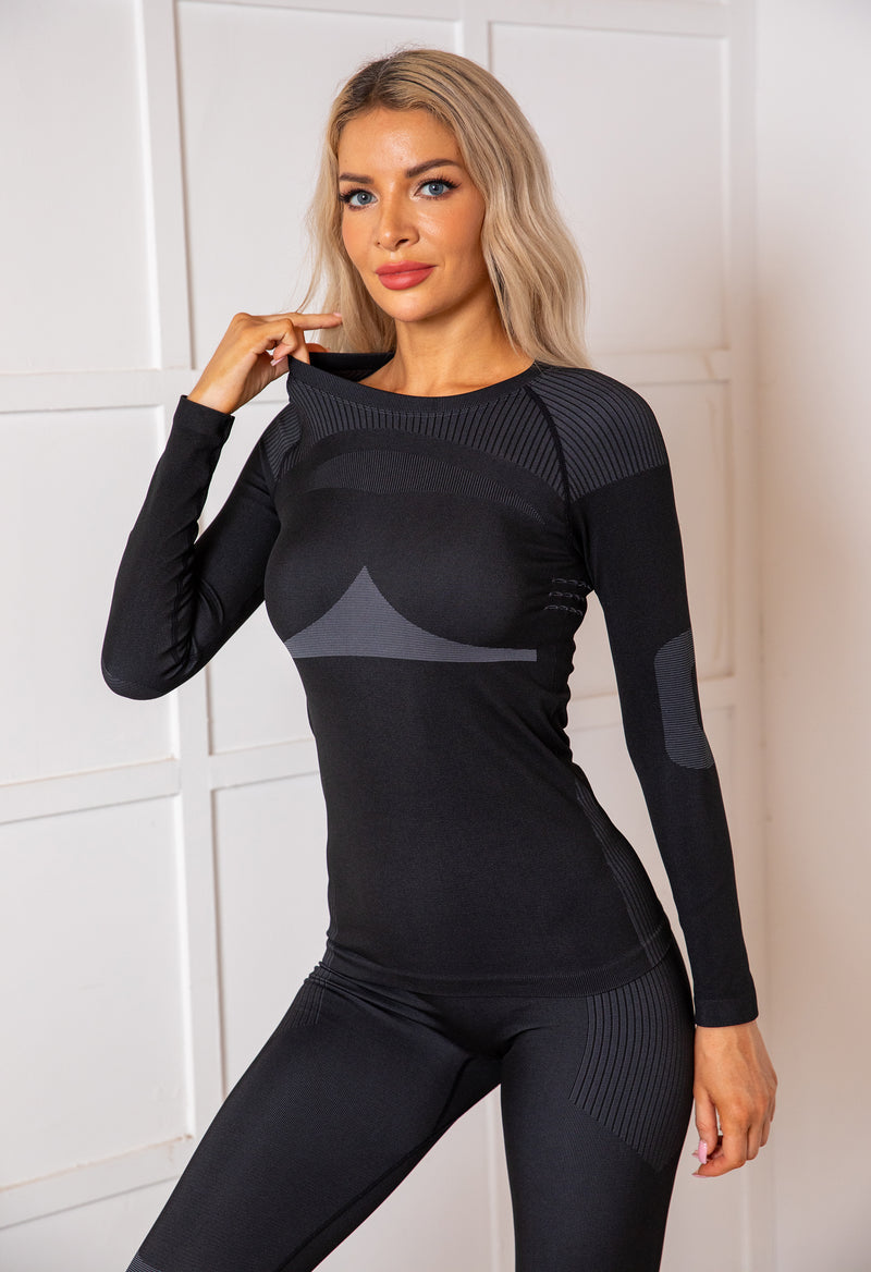 Women Seamless Thermal Underwear Set, Long Johns Warm Base Layer Top & Bottom, Functional Winter Warm Clothes for Ski, Snow Sports & Cold Weather