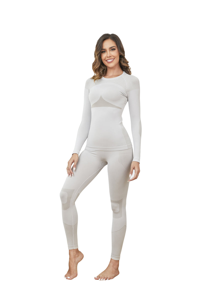Women Seamless Thermal Underwear Set, Long Johns Warm Base Layer Top & Bottom, Functional Winter Warm Clothes for Ski, Snow Sports & Cold Weather