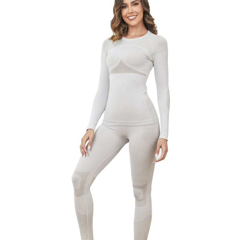 Women Seamless Thermal Underwear Set, Long Johns Warm Base Layer Top & Bottom, Functional Winter Warm Clothes for Ski, Snow Sports & Cold Weather