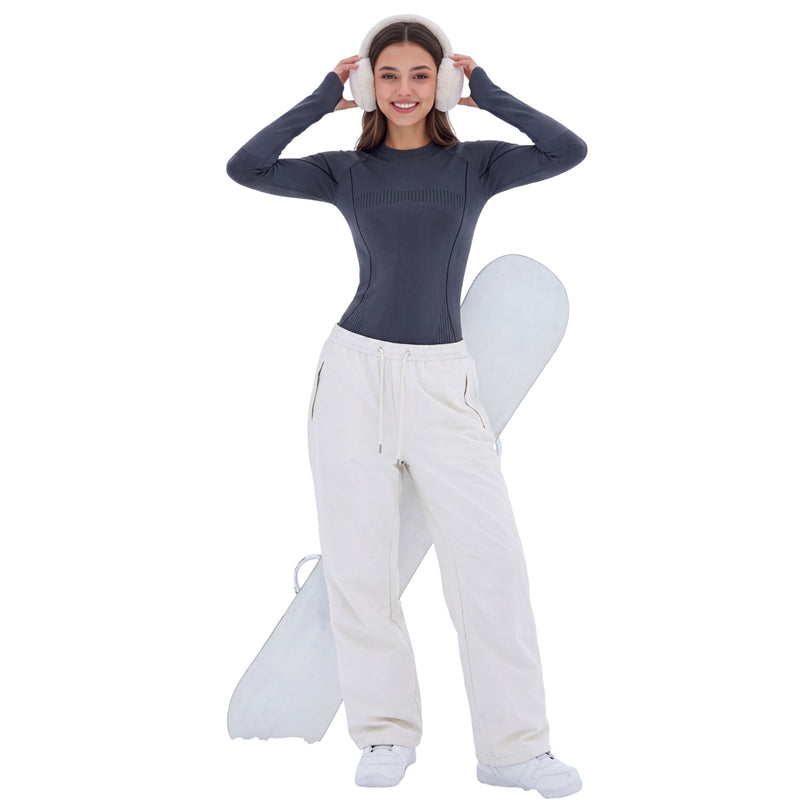 Women Seamless Crew Neck Thermal Underwear Long Johns Ski Moisture Wicking Base Layer Set