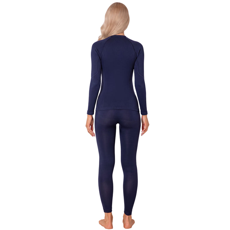 Women Seamless Crew Neck Thermal Underwear Long Johns Ski Moisture Wicking Base Layer Set