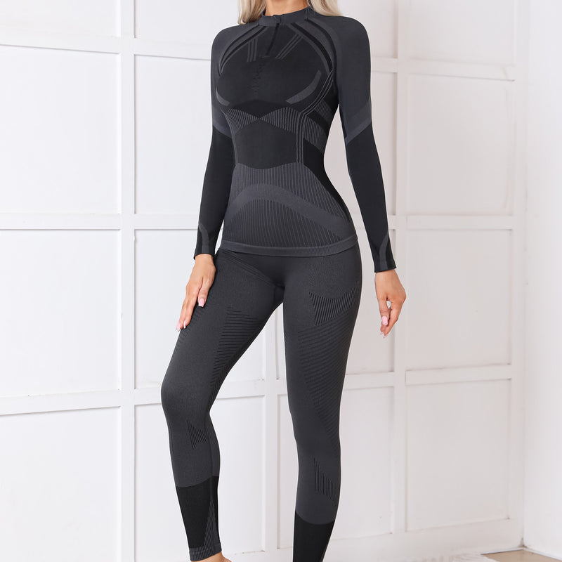 Women Seamless Half Zip Thermal Underwear Set, Long Johns Warm Base Layer Top & Bottom, Thick Compression Thermal Wear for Ski & Cold Weather Seasons