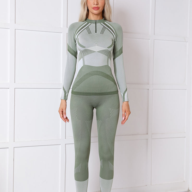 Women Seamless Half Zip Thermal Underwear Set, Long Johns Warm Base Layer Top & Bottom, Thick Compression Thermal Wear for Ski & Cold Weather Seasons