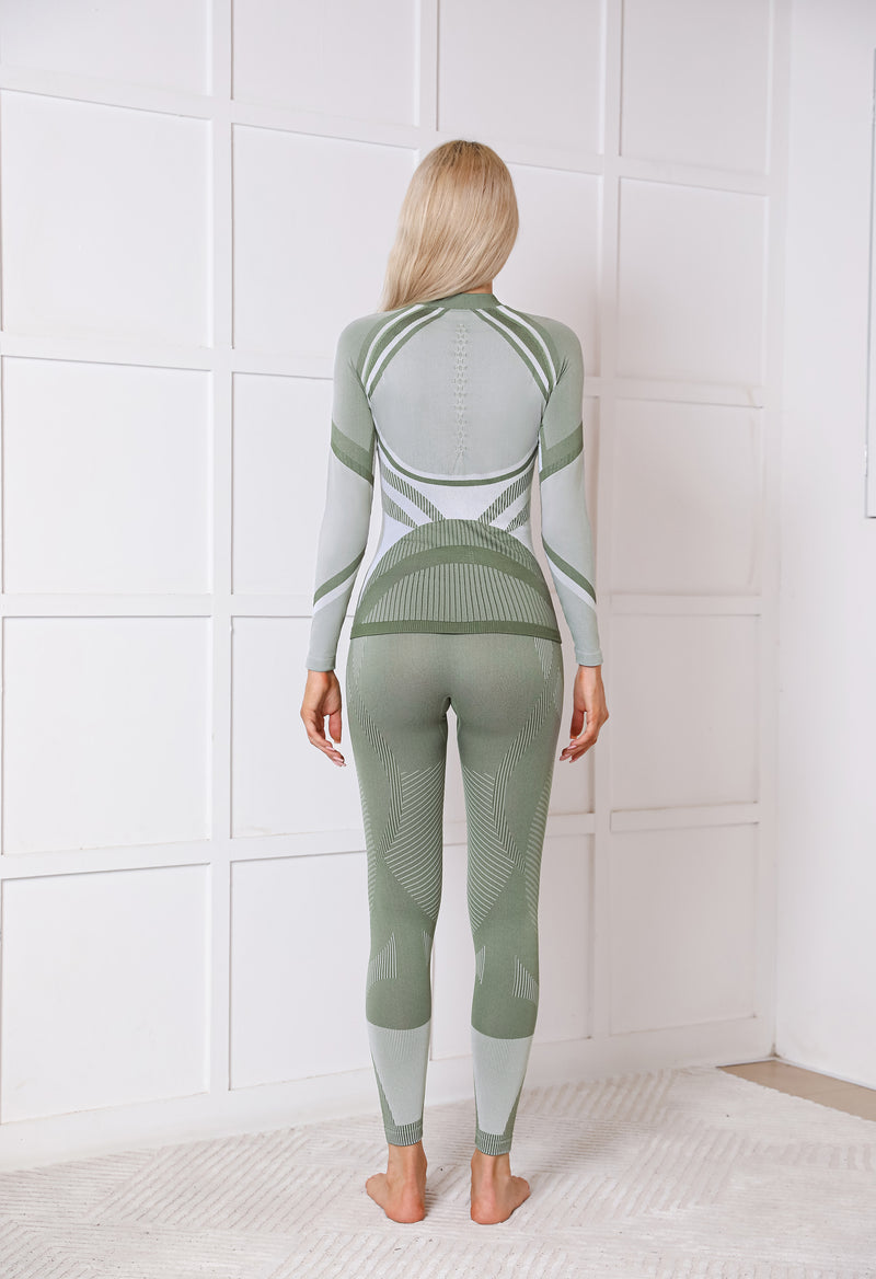 Women Seamless Half Zip Thermal Underwear Set, Long Johns Warm Base Layer Top & Bottom, Thick Compression Thermal Wear for Ski & Cold Weather Seasons