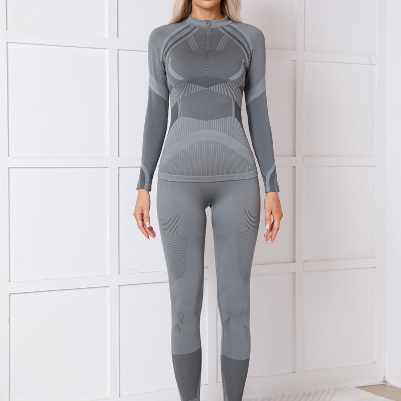 Women Seamless Half Zip Thermal Underwear Set, Long Johns Warm Base Layer Top & Bottom, Thick Compression Thermal Wear for Ski & Cold Weather Seasons