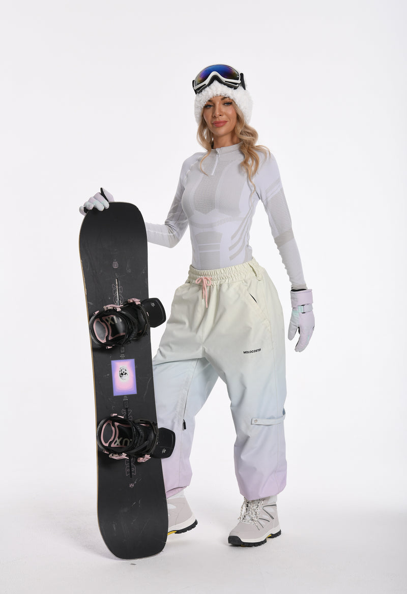 Women Seamless Quarter Zip Thermal Underwear Set, Long Sleeve Compression Base Layer Top & Bottom with Ergonomic Design, Warm Functional Thermal Wear for Winter Cold Weather