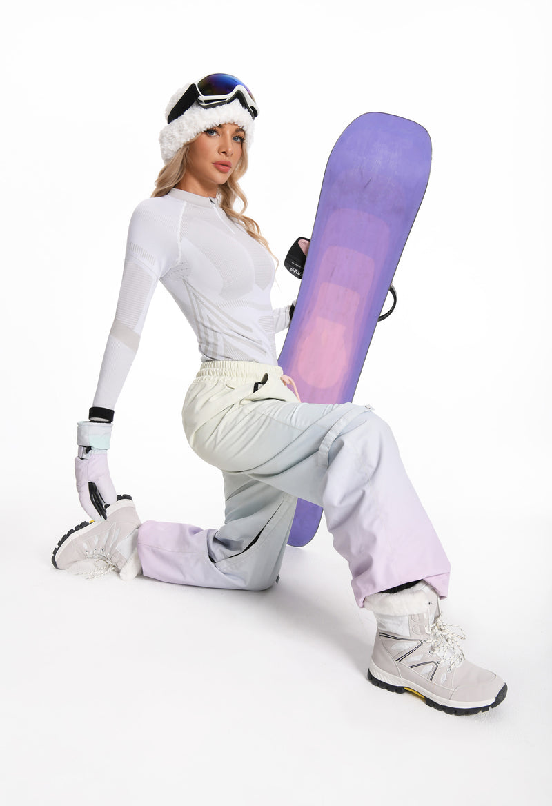Women Seamless Quarter Zip Thermal Underwear Set, Long Sleeve Compression Base Layer Top & Bottom with Ergonomic Design, Warm Functional Thermal Wear for Winter Cold Weather