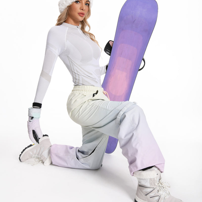 Women Seamless Quarter Zip Thermal Underwear Set, Long Sleeve Compression Base Layer Top & Bottom with Ergonomic Design, Warm Functional Thermal Wear for Winter Cold Weather
