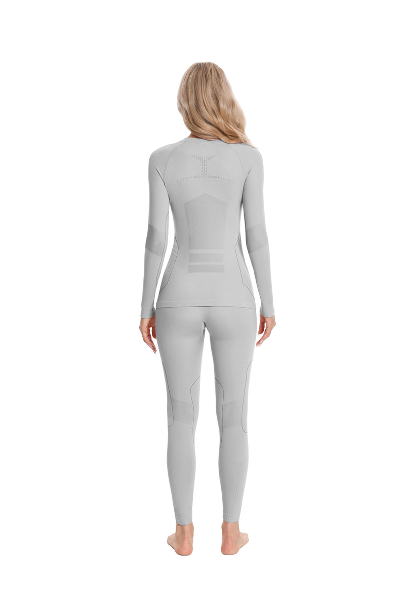 Women Seamless Thermal Underwear Set, Round Neck Long Johns Warm Base Layer Top & Bottom, Functional Winter Thermal Clothes for Cold Weather & Holiday Seasons
