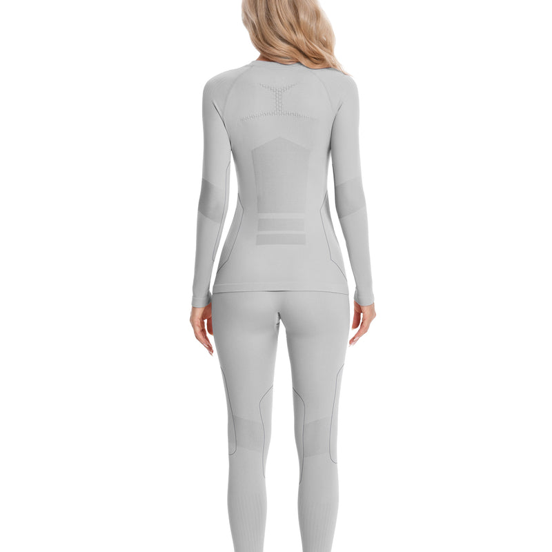 Women Seamless Thermal Underwear Set, Round Neck Long Johns Warm Base Layer Top & Bottom, Functional Winter Thermal Clothes for Cold Weather & Holiday Seasons