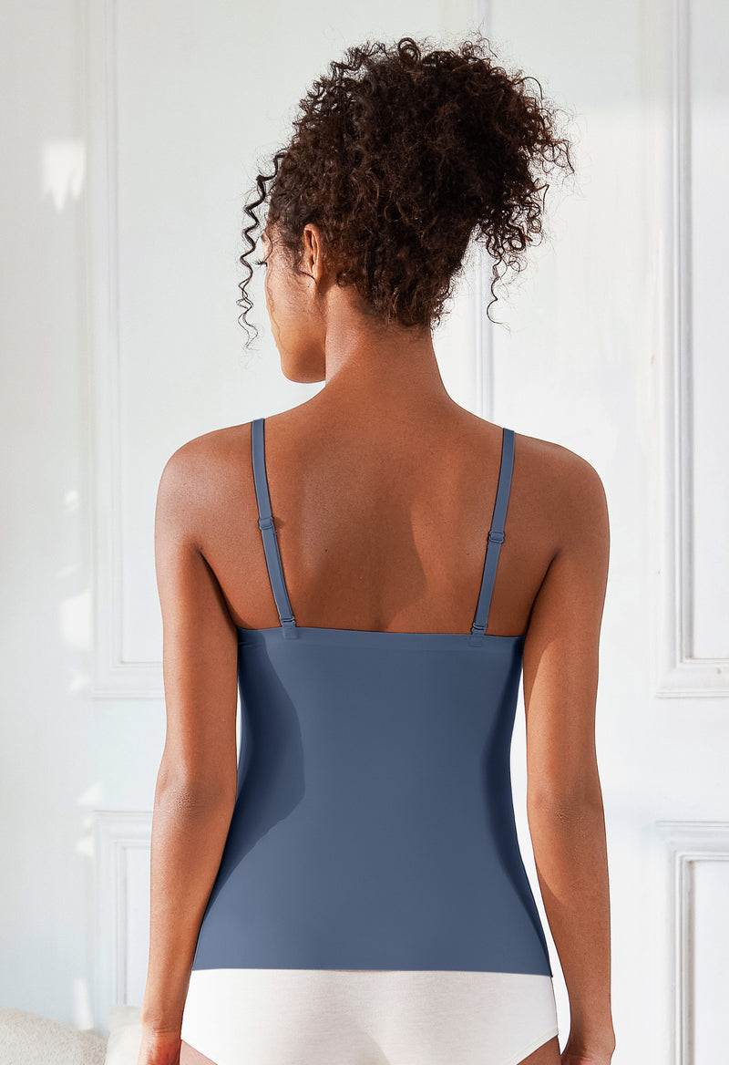 Women's Square Neck Adjustable Strap Built-in Bra Camisole