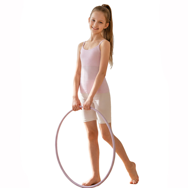 Girls Ribbed Adjustable Strap Tank Top Removable Pads Teen Training Camisole Undershirt