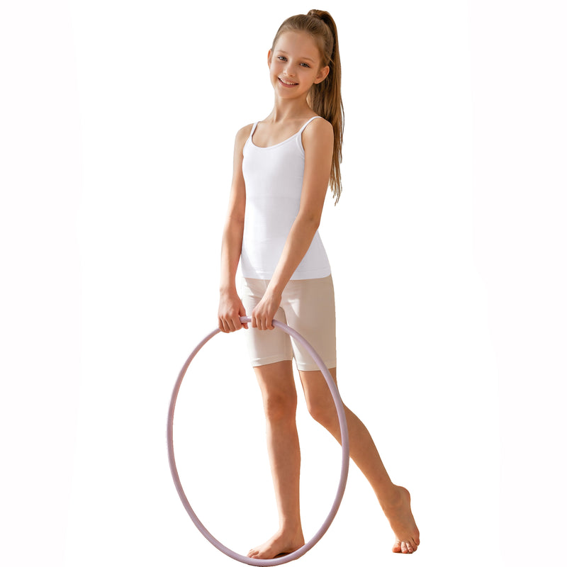 Girls Ribbed Adjustable Strap Tank Top Removable Pads Teen Training Camisole Undershirt