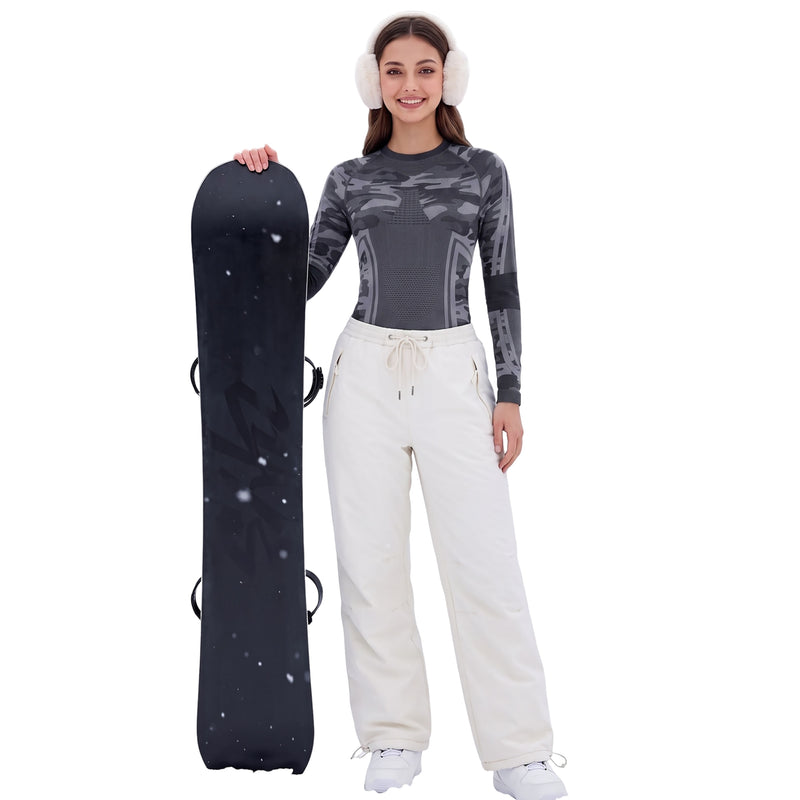 Women Seamless Crew Neck Thermal Underwear Set Long Johns Ski Moisture Wicking Base Layer