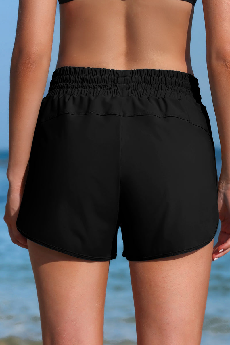 Women's High Waist Zip Pocket Swim Shorts
