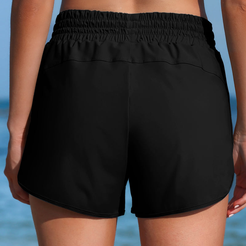 Women's High Waist Zip Pocket Swim Shorts