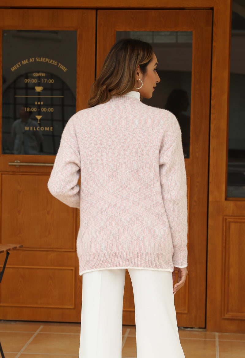 Women's Solid Color Knitted Cardigan Long Sleeve V-Neck Button Front Sweater with Pockets