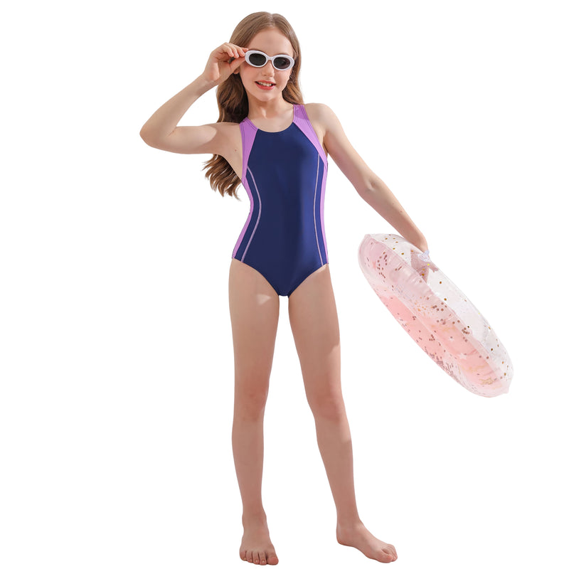 Girls 7-16Y Color Block Racerback Cutout Competition One Piece Swimsuit