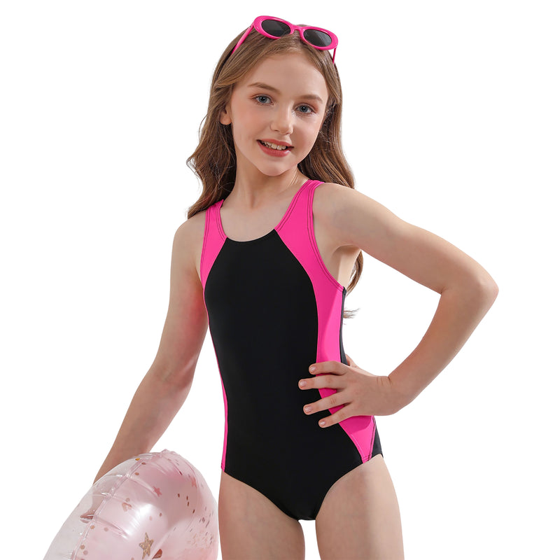 Girls 7-16Y Print Color Block Racerback Cutout Competition One Piece Swimsuit