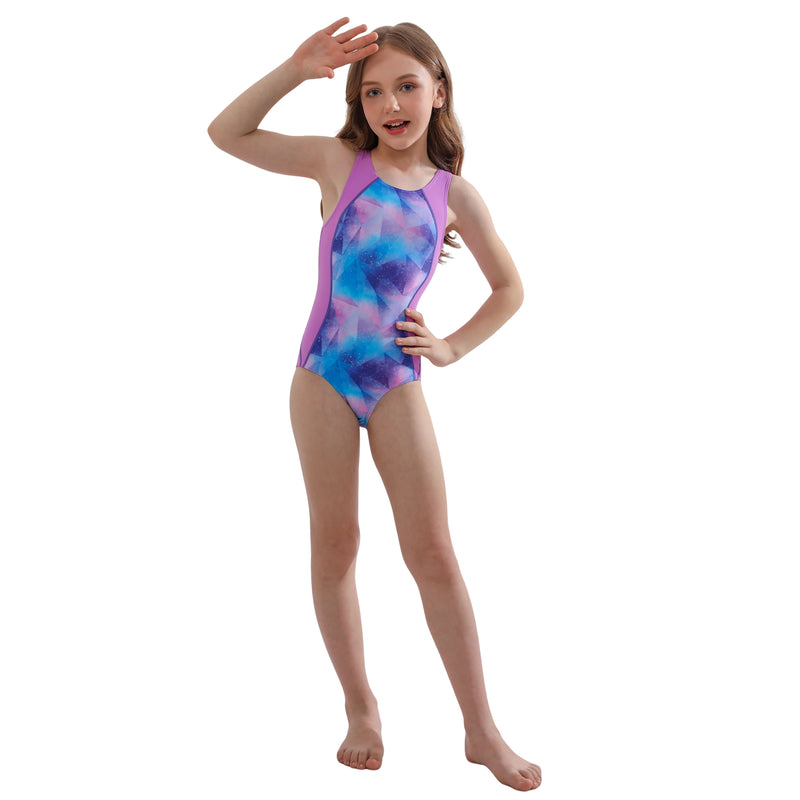 Girls 7-16Y Print Color Block Racerback Cutout Competition One Piece Swimsuit
