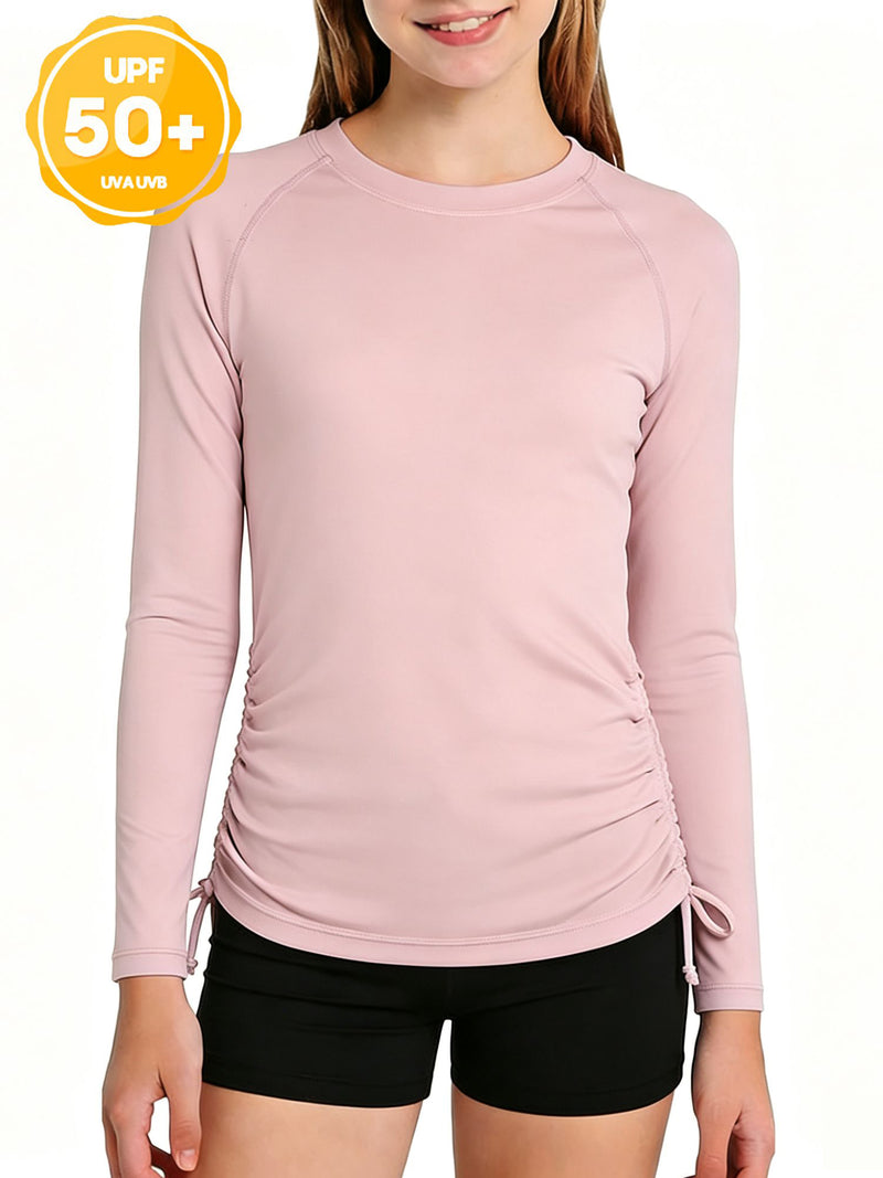 ANFERRY Girls Rash Guard Long Sleeve UPF50+ Sun Protection Swim Top Outdoor Athletic Shirts,Sizes 7-16